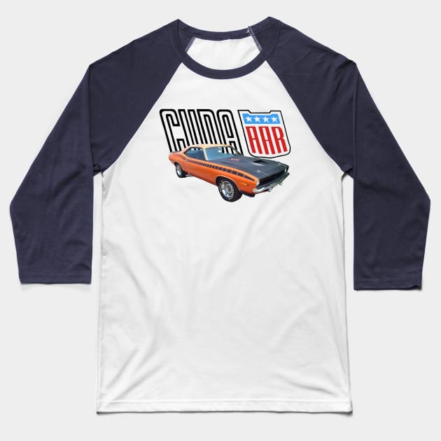 Orange 1970  AAR Cuda Baseball T-Shirt by Permages LLC